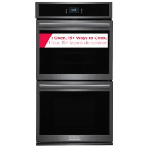 Frigidaire Gallery 27-inch Double Electric Wall Oven with Total Convection in Smudge-Proof® Black Stainless Steel GCWD2767A